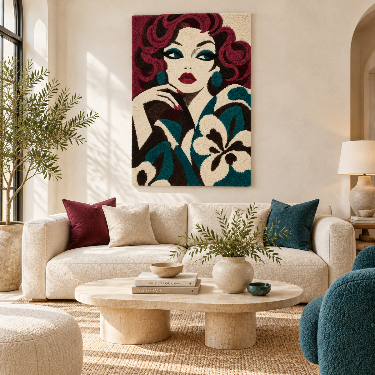 Burgundy Curl Muse — front-facing room scene [room-front]