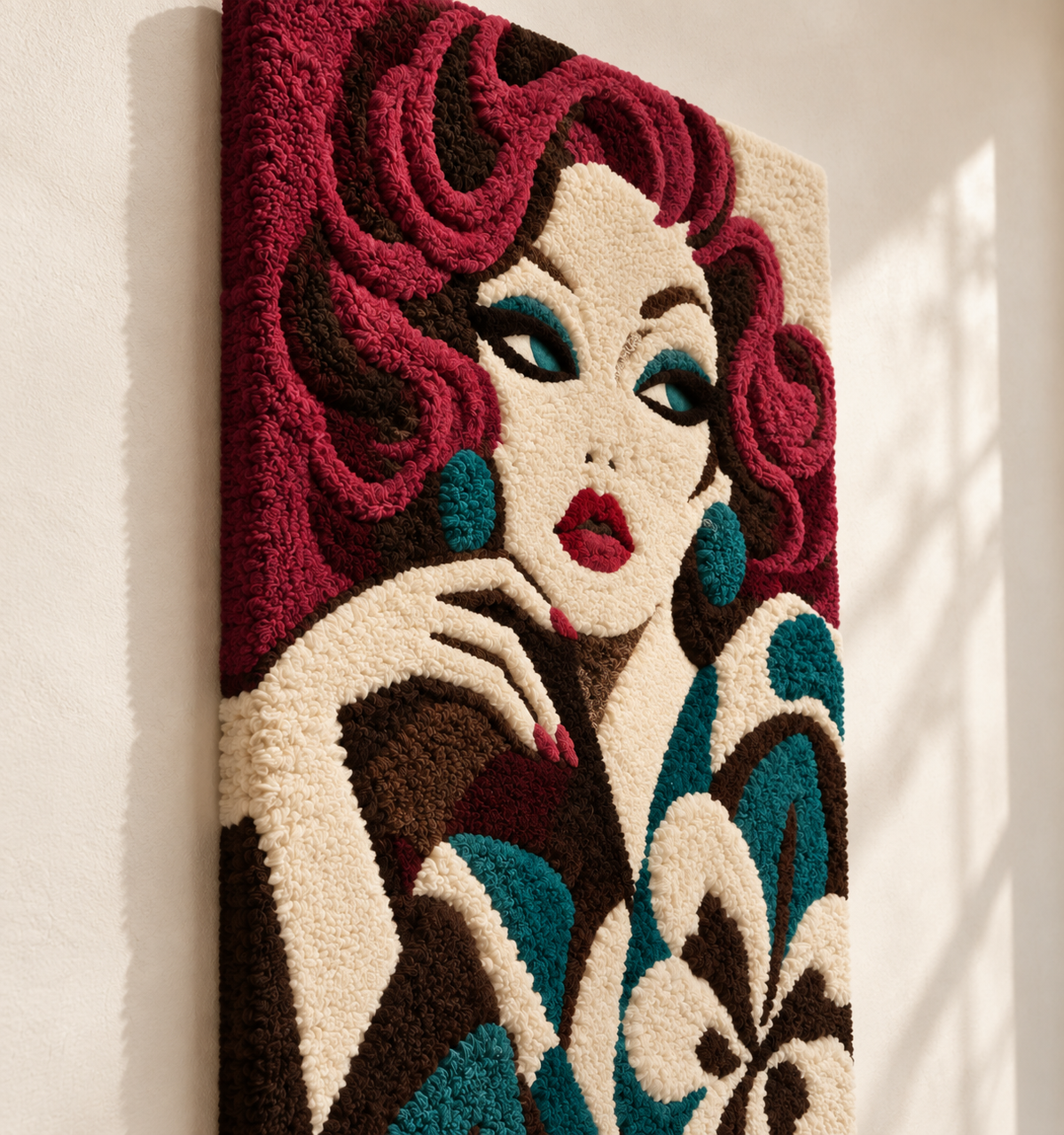 Burgundy Curl Muse — angled relief view
