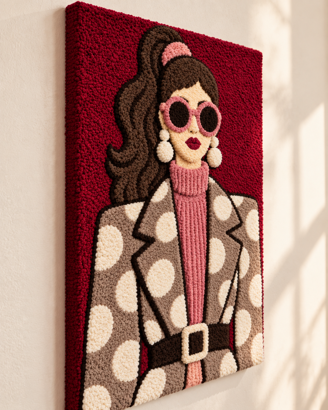 Burgundy Polka Muse — angled relief view