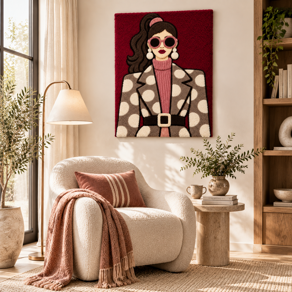 Burgundy Polka Muse — room setting 2
