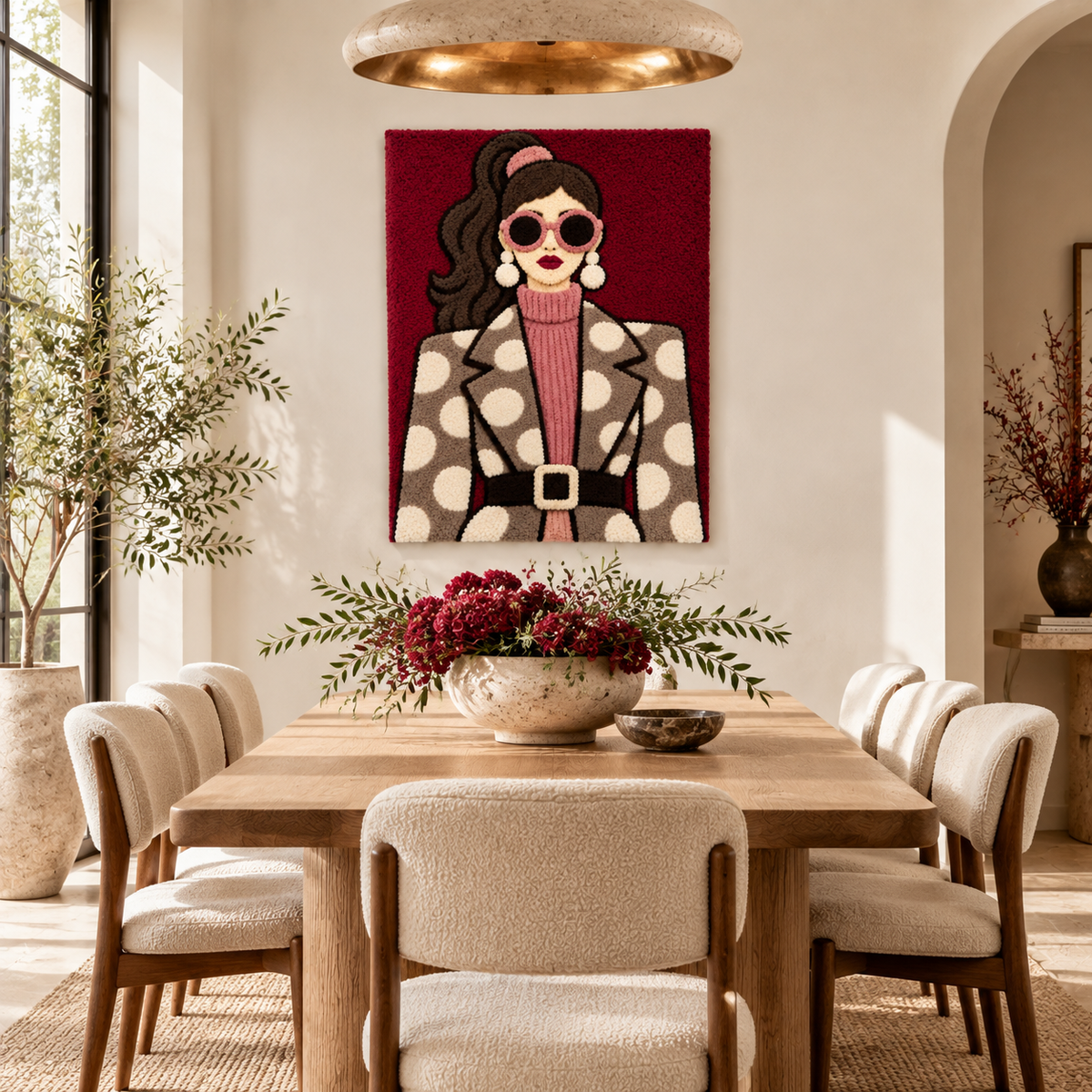 Burgundy Polka Muse — room setting 3