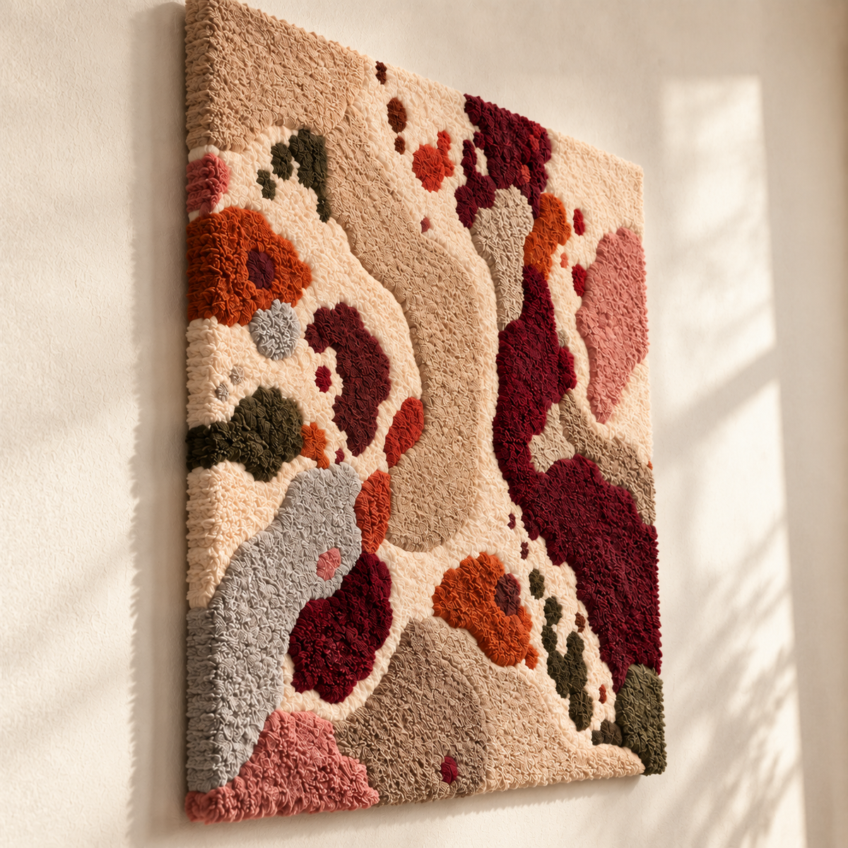 Burgundy Riverbed — angled relief view