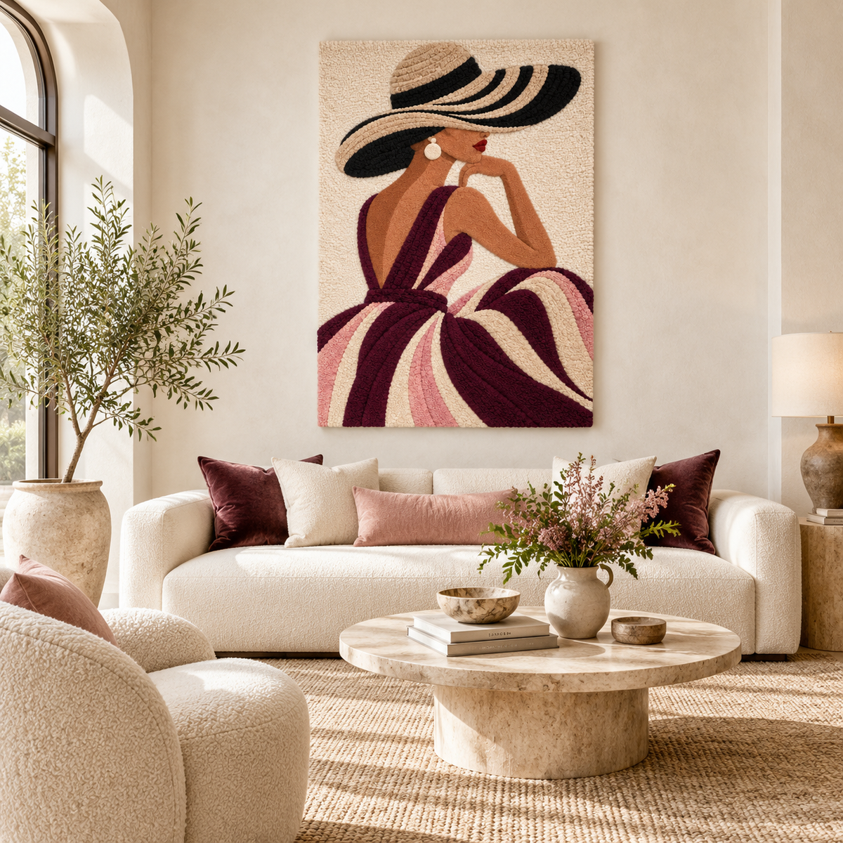 Burgundy Riviera Reverie — front-facing room scene [room-front]