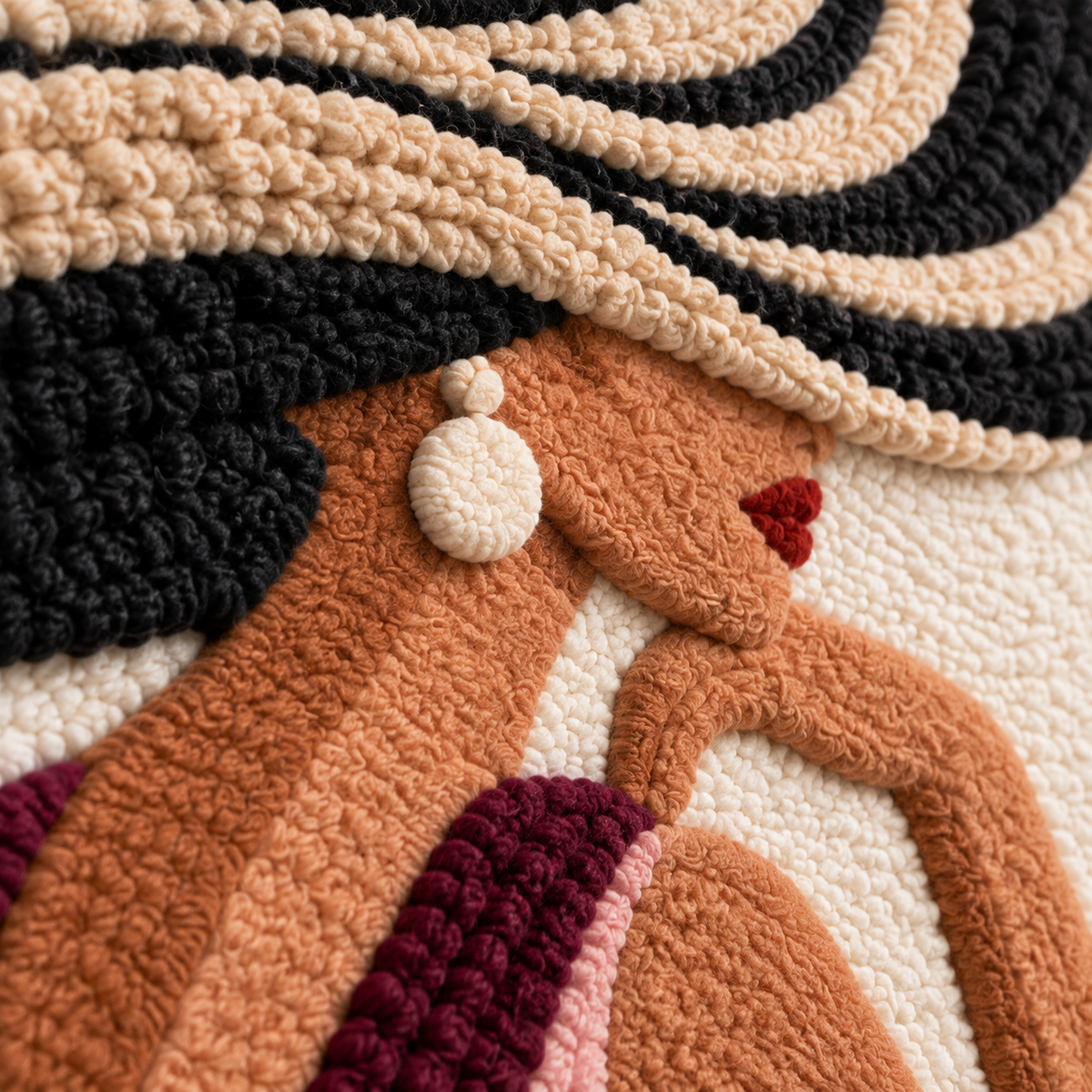 Burgundy Riviera Reverie — tufted wool texture detail