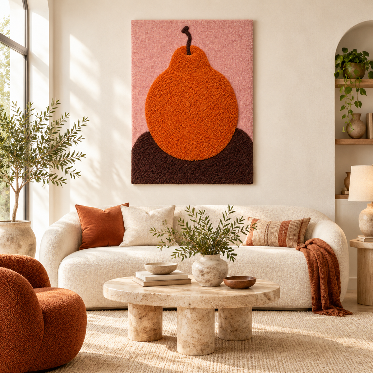 Burnished Pear on Blush — front-facing room scene [room-front]