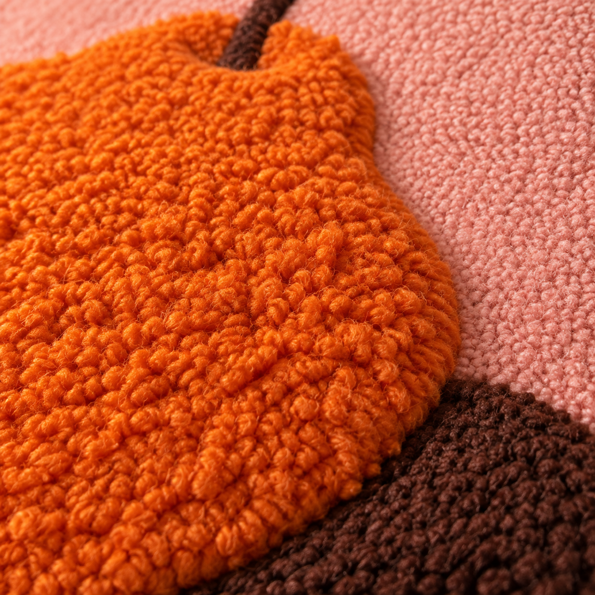 Burnished Pear on Blush — tufted wool texture detail
