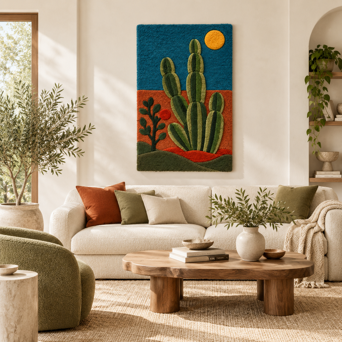 Cactus Under the Golden Moon — front-facing room scene