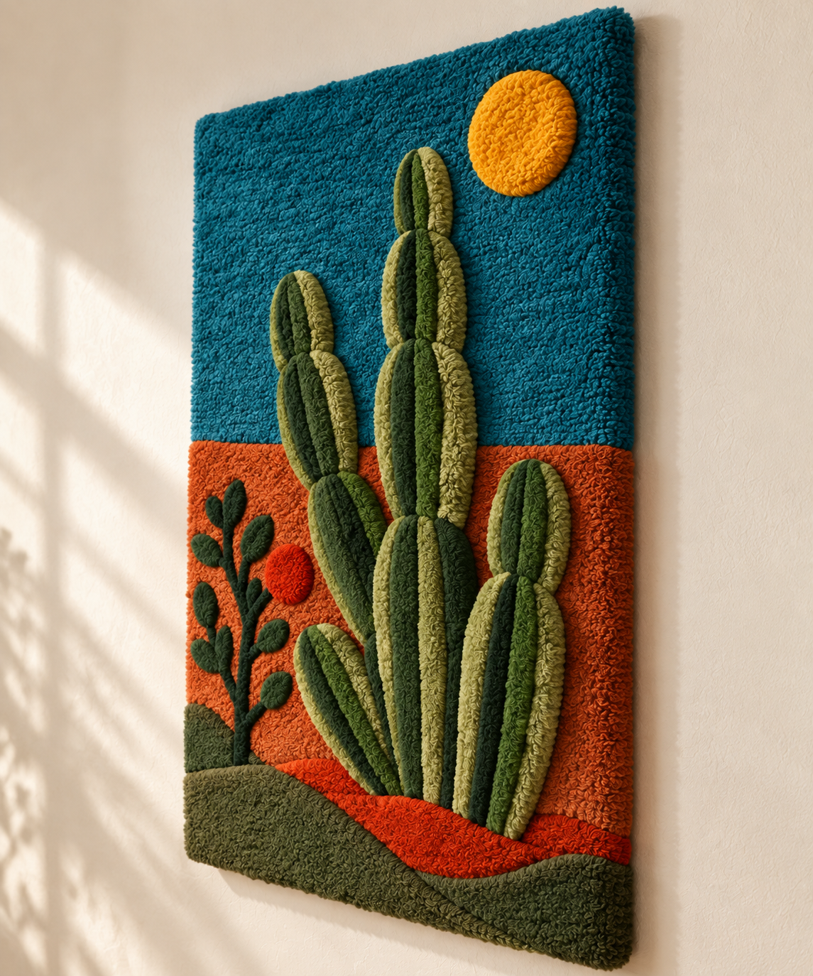 Cactus Under the Golden Moon — angled relief view