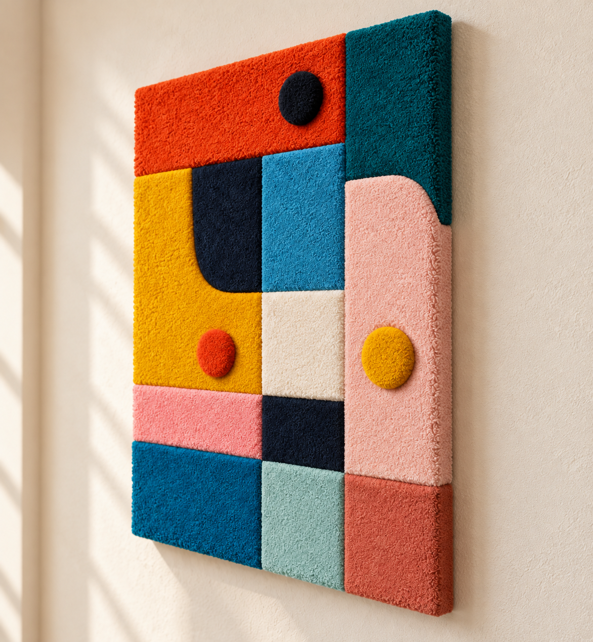 Hewn Earth Candy Block Balance wall art featuring colorful stacked candy-like blocks in a modern, artistic design.