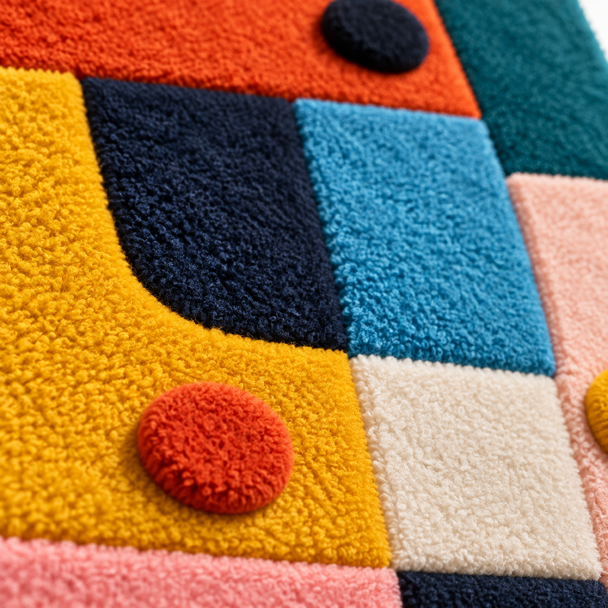 Hewn Earth Candy Block Balance wall art featuring colorful, geometric candy-shaped balance sculpture on a neutral background.