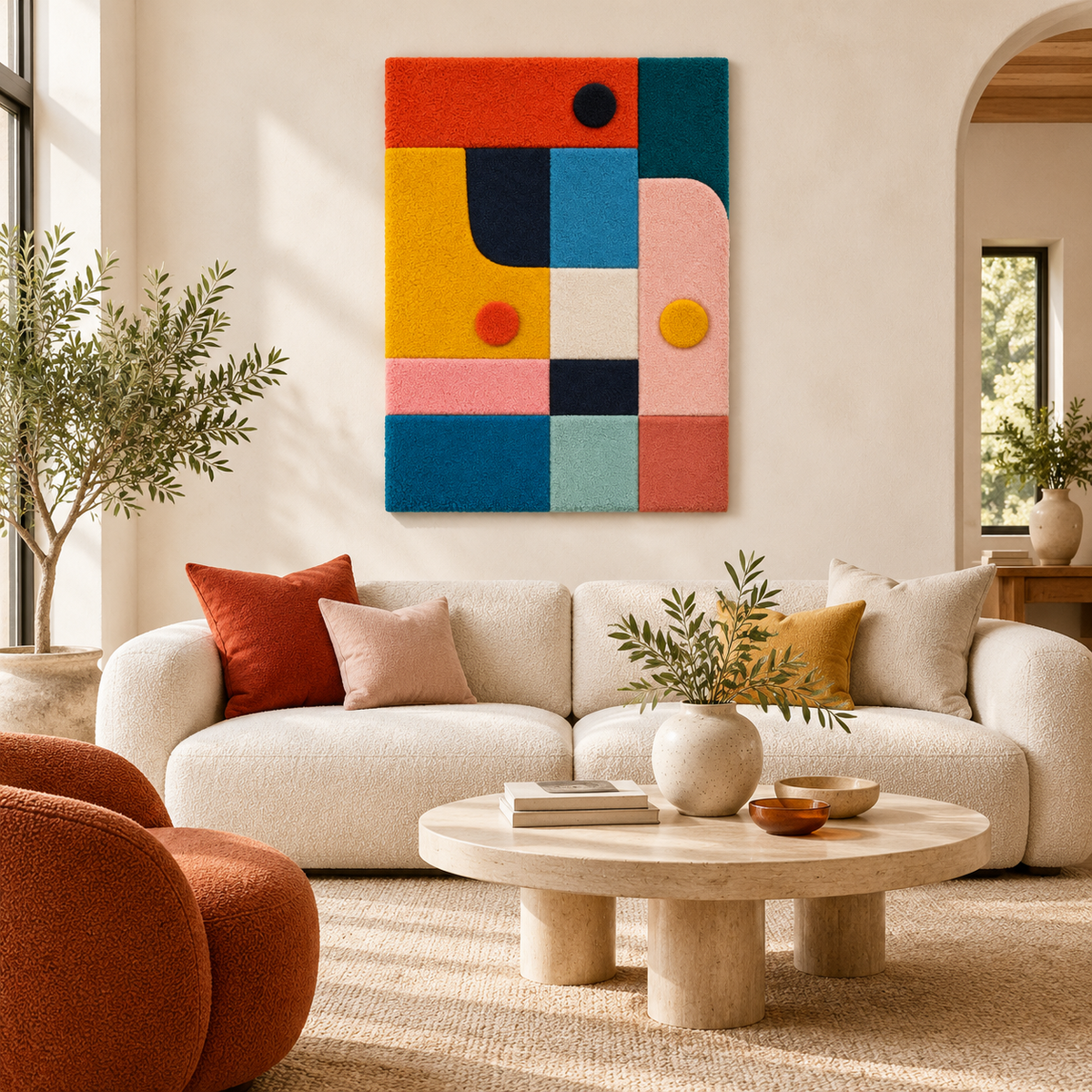 Hewn Earth Candy Block Balance wall art featuring colorful geometric candy shapes, modern room decor for a vibrant touch.