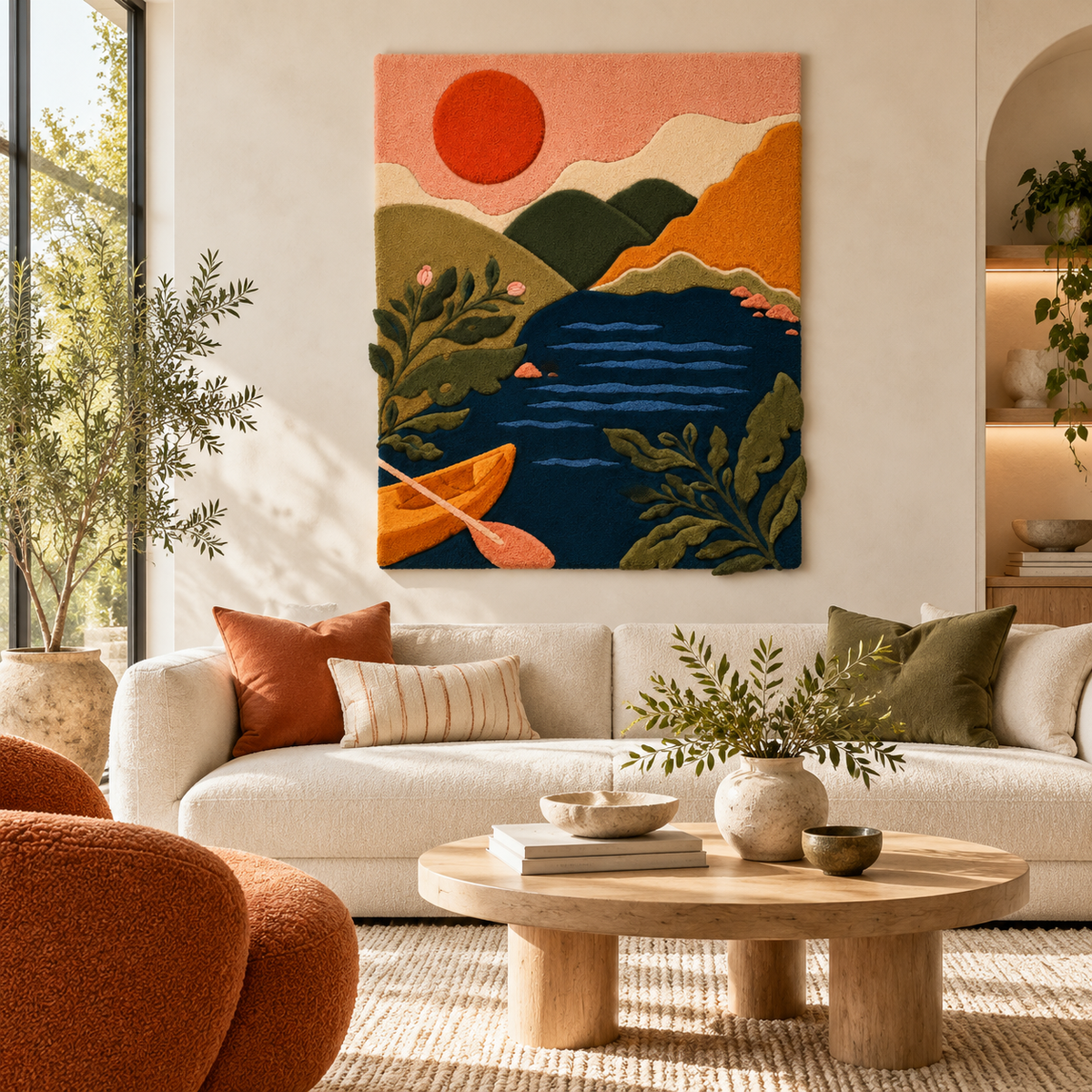 Canoe at Coral Sunset — front-facing room scene