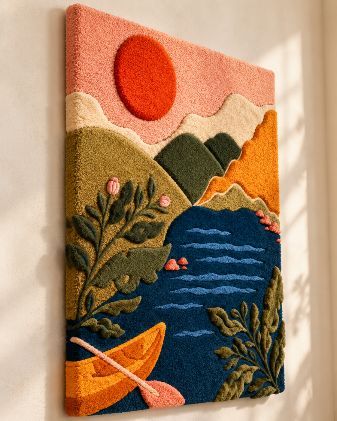 Canoe at Coral Sunset — angled relief view
