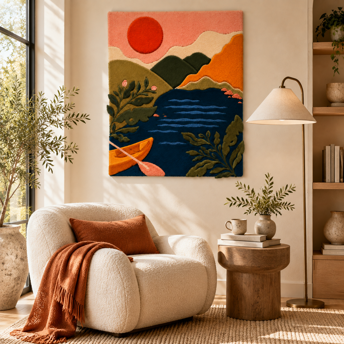 Canoe at Coral Sunset — room setting 2