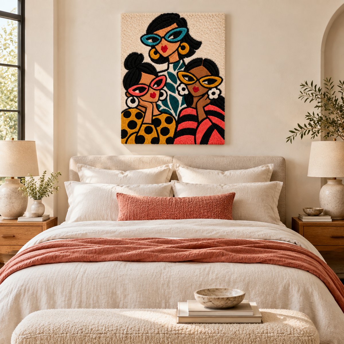 Hewn Earth Cat-Eye Companions wall art featuring two stylized cat-eye illustrations on a neutral background.