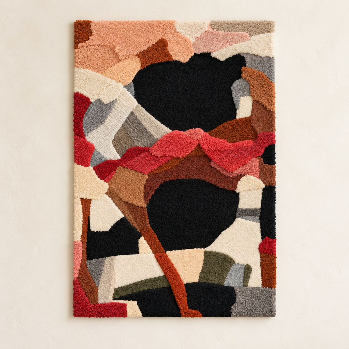 Charcoal and coral Cadence wall art by Hewn Earth featuring abstract design on canvas.
