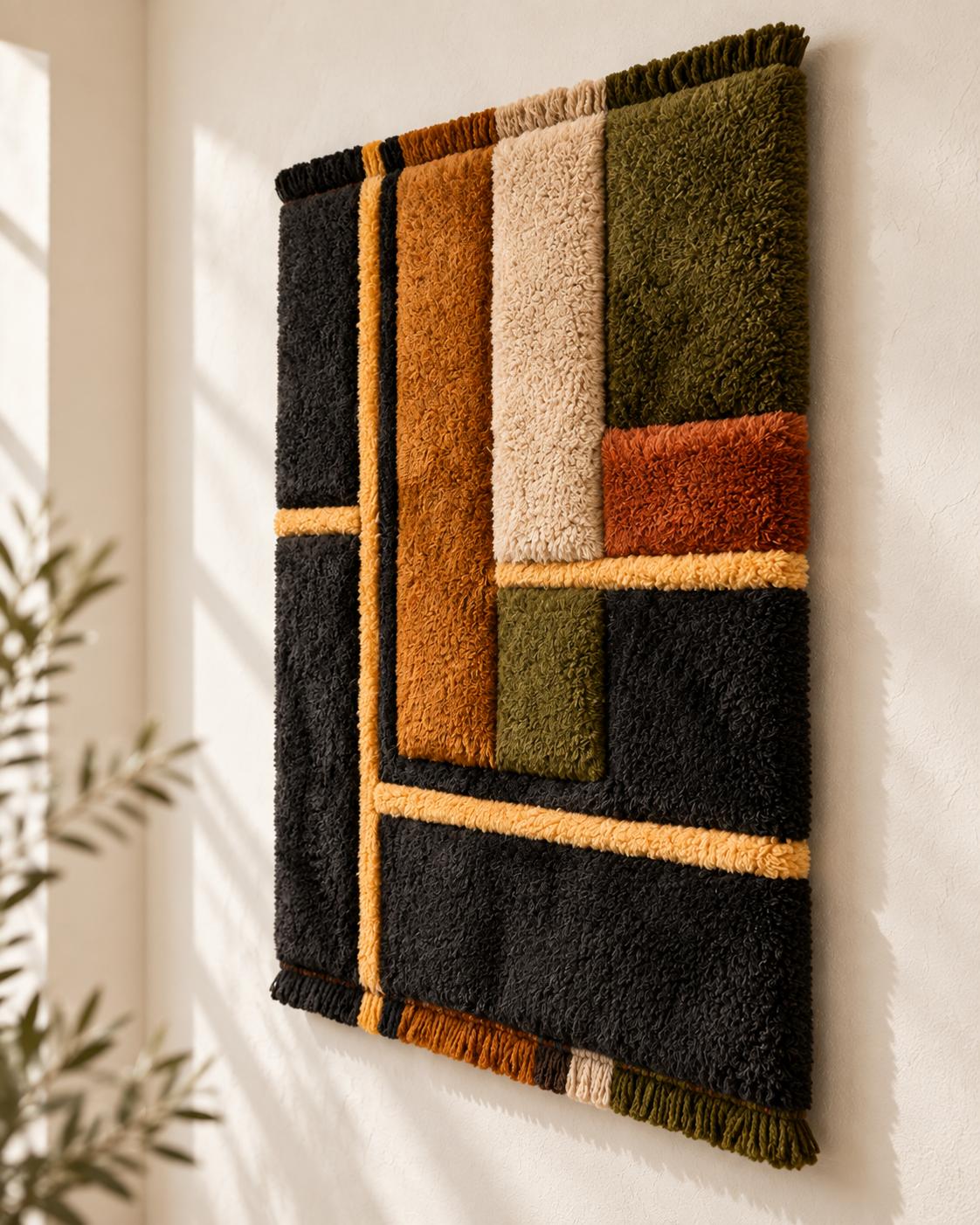 Charcoal and Ochre Framework — angled relief view