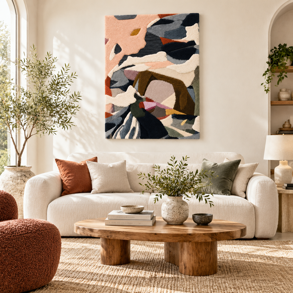 Charcoal Folded Reverie — front-facing room scene