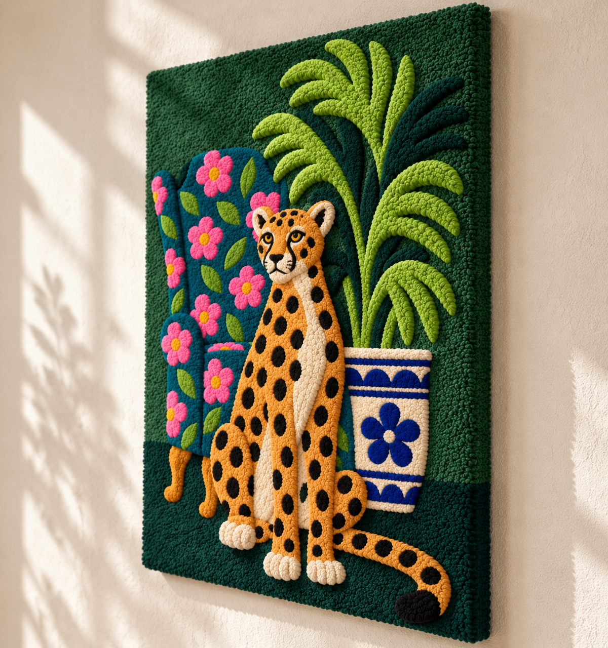 Cheetah in the Palm Garden — angled relief view