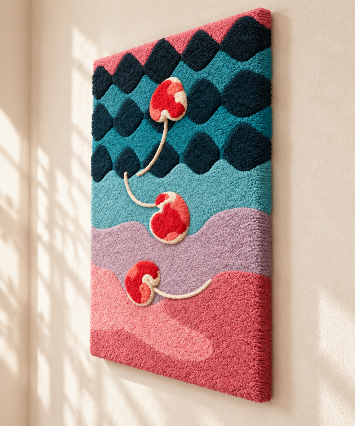 Cherries Over Tidal Waves — angled relief view