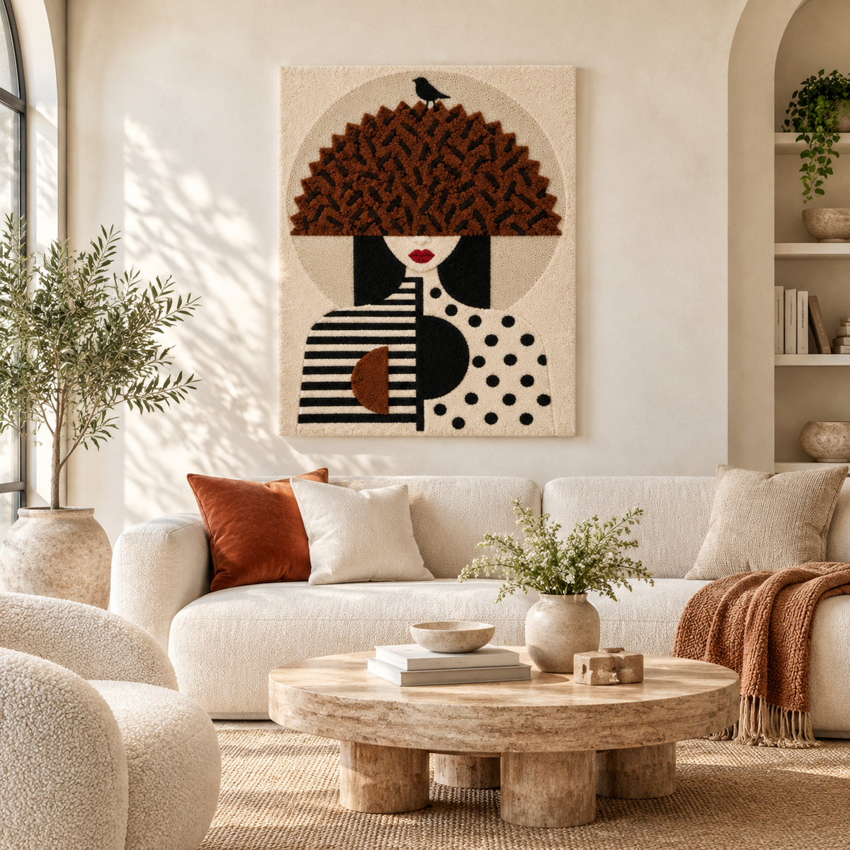 Chestnut Crown with Tiny Bird — front-facing room scene [room-front]