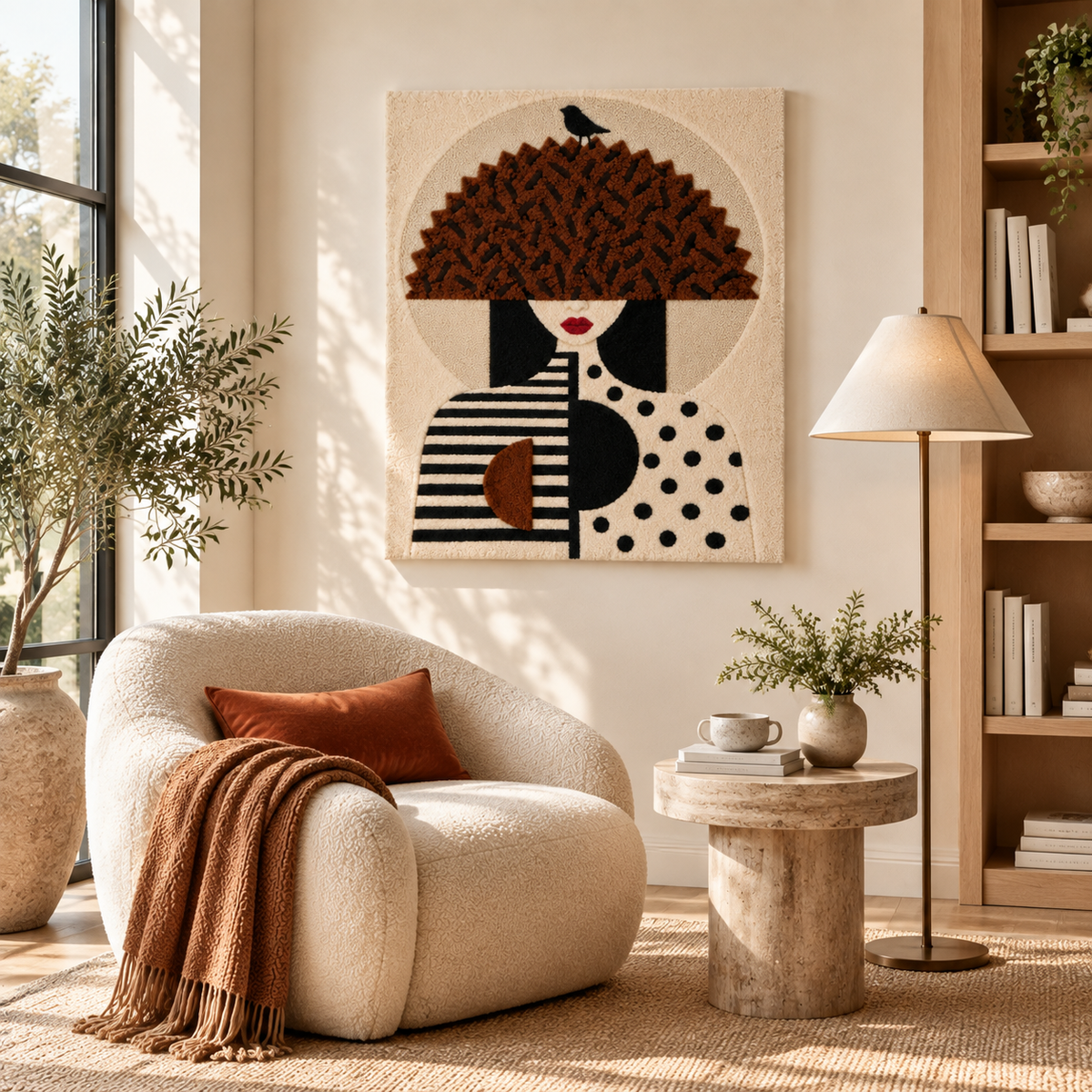Chestnut Crown with Tiny Bird — room setting
