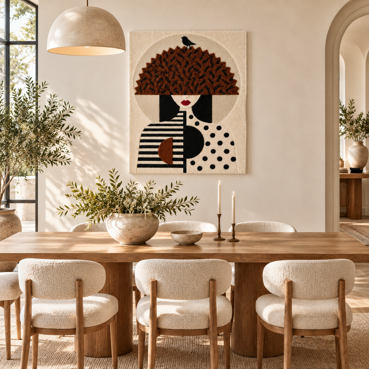 Chestnut Crown with Tiny Bird — room setting