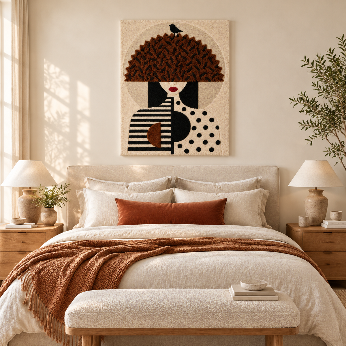 Chestnut Crown with Tiny Bird — room setting
