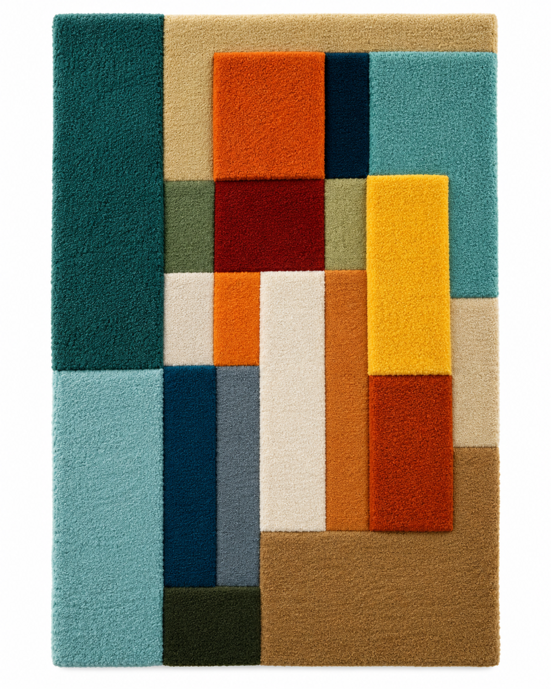Hewn Earth Chromatic Column Assembly wall art featuring colorful geometric shapes and textured design.