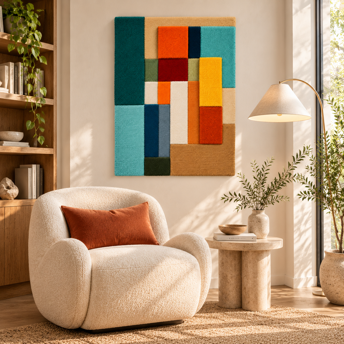 Hewn Earth Chromatic Column Assembly wall art displayed in a modern room with neutral decor and minimalist design.