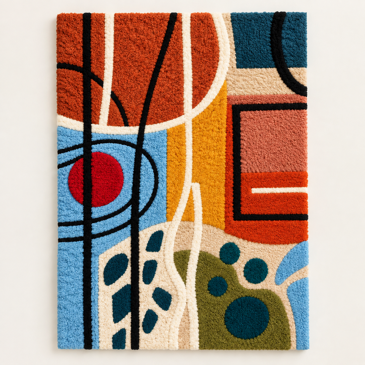Colorful wall art featuring chromatic loops and pebbles by Hewn Earth, showcasing abstract, vibrant design for modern interior decor.