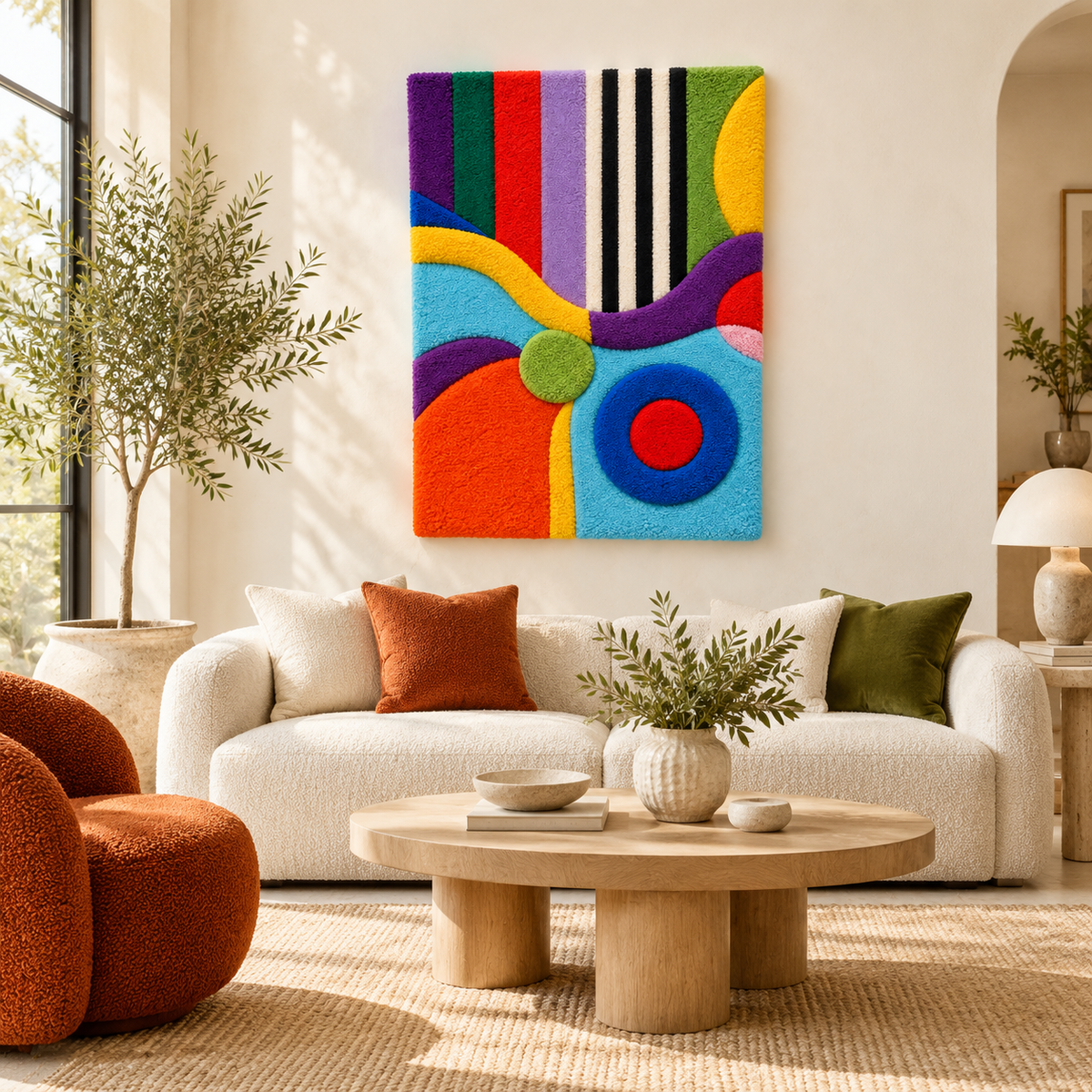 Hewn Earth Chromatic River Jazz wall art featuring vibrant, abstract river scene with bold colors and dynamic brushstrokes.