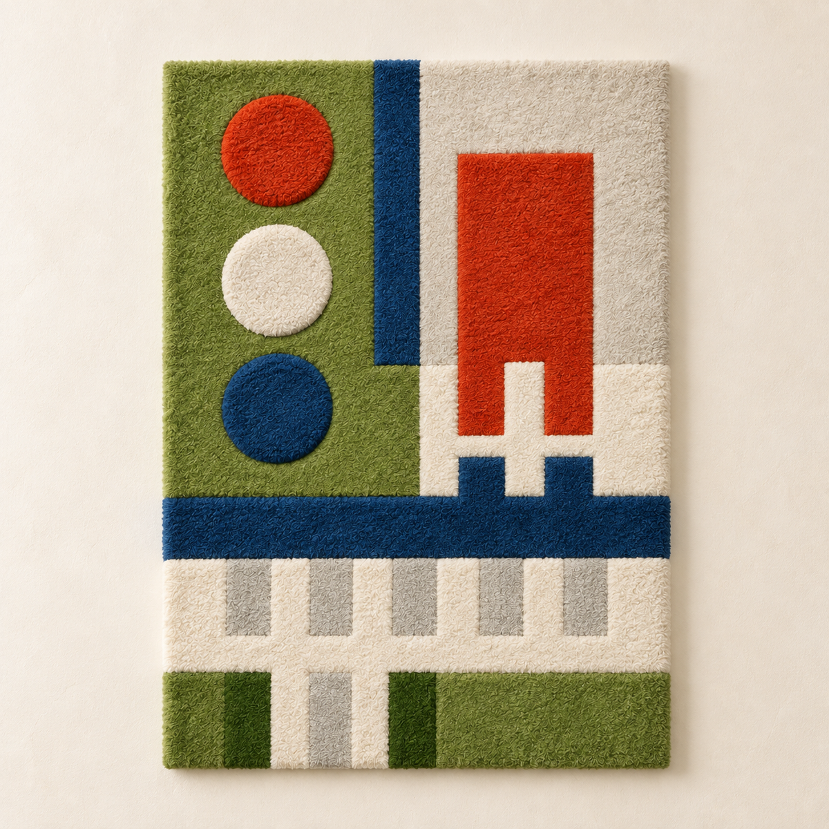 Hewn Earth Chromatic Signal Grid wall art featuring colorful geometric signal patterns on a sleek wall background.