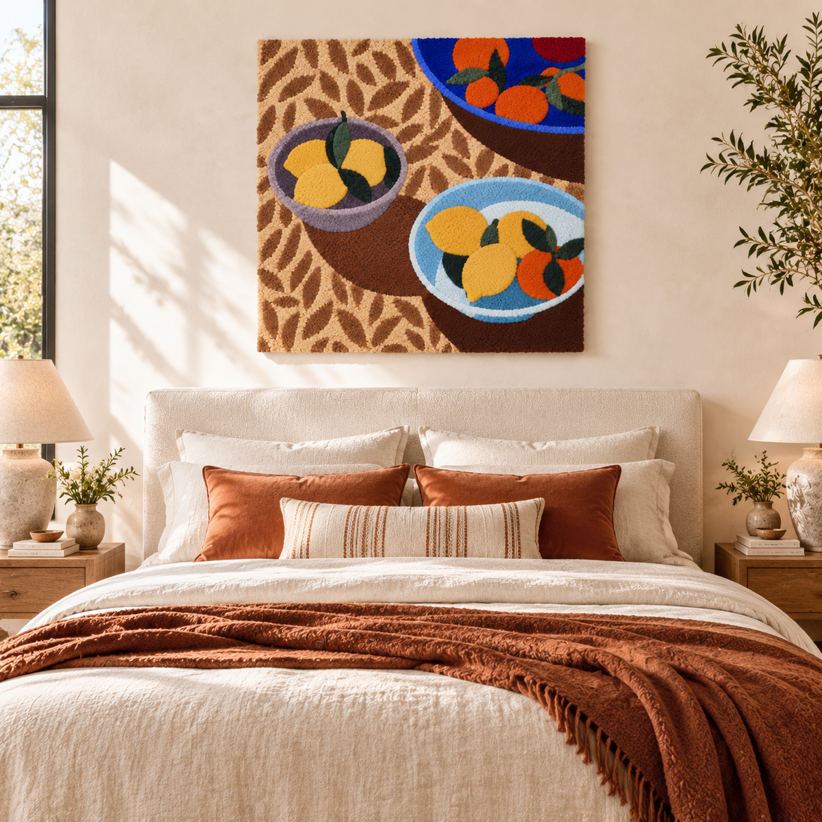 Citrus Bowls on a Leafprint Table — room setting 1