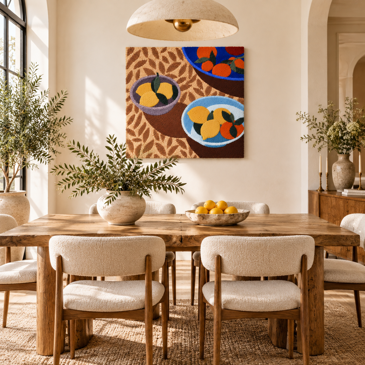 Citrus Bowls on a Leafprint Table — room setting 2