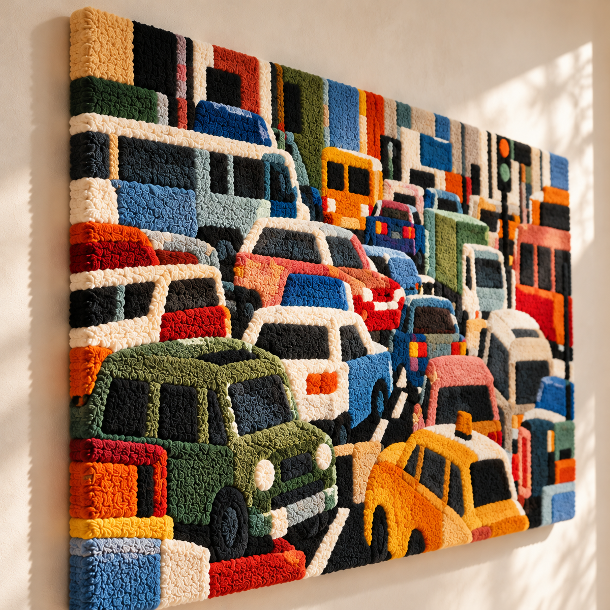 City Traffic Rhythm by Hewn Earth Studio — angled relief view