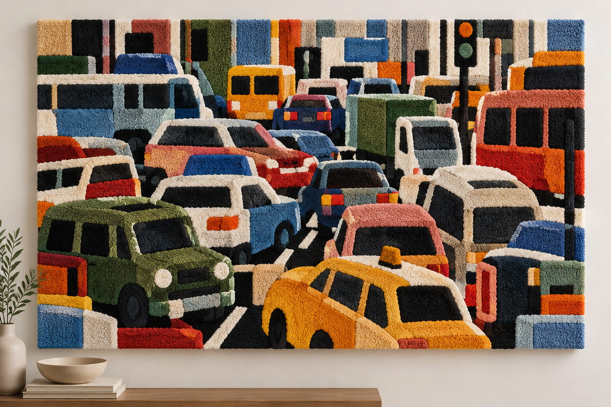 City Traffic Rhythm by Hewn Earth Studio — front-facing room scene [room-front]