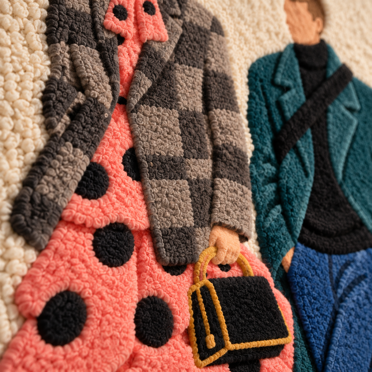 City Walk in Coral — tufted wool texture detail