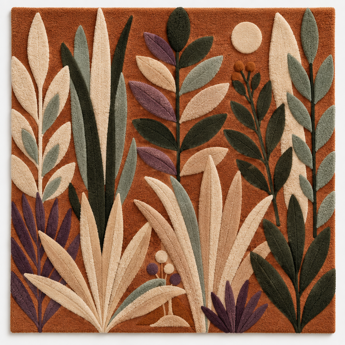 Clay Botanical Moonrise wall art by Hewn Earth featuring a textured clay design with botanical elements.