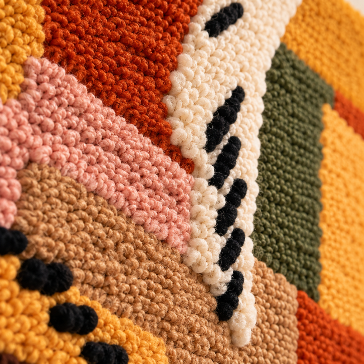 Clay Patchwork Passage — tufted wool texture detail
