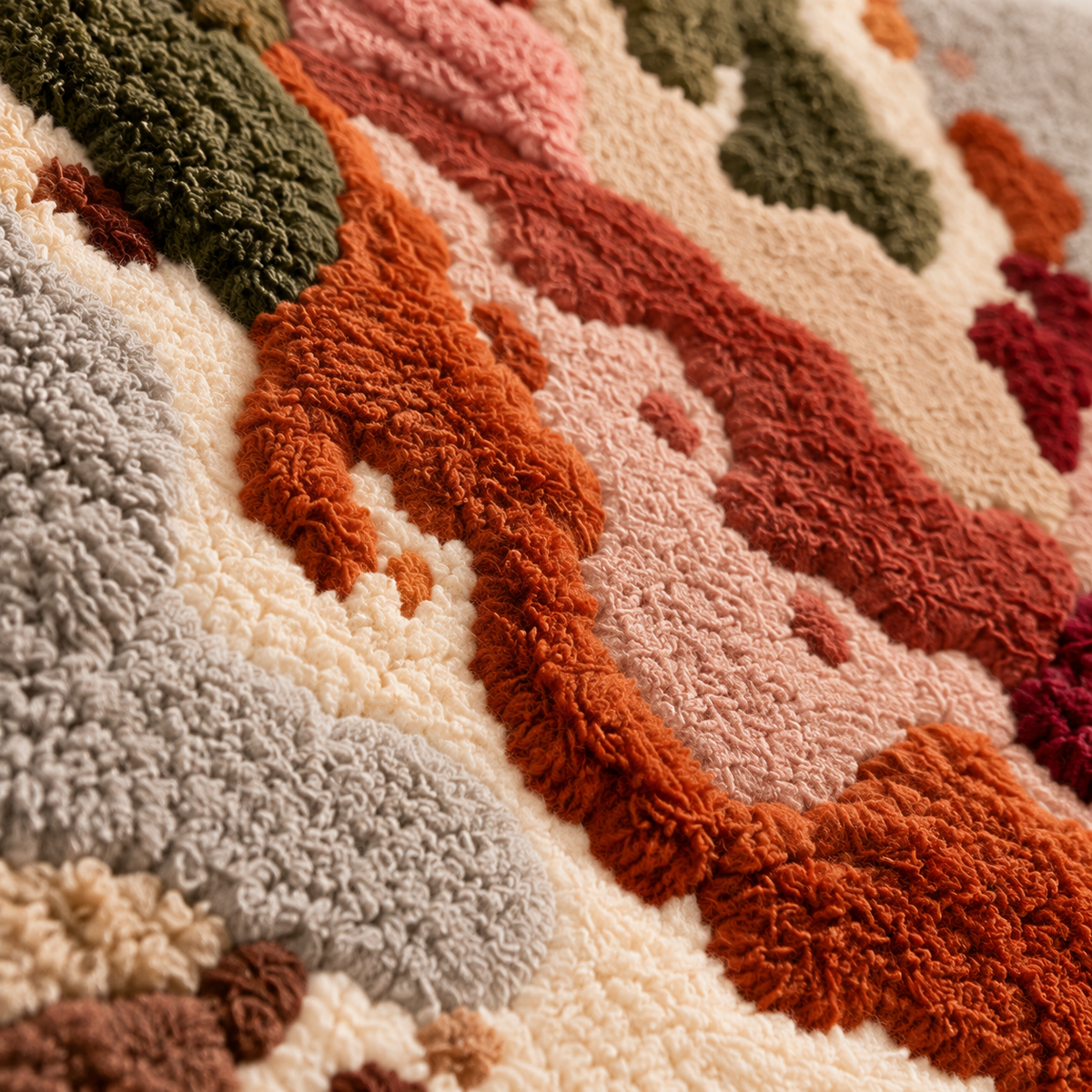 Clay River Traces — tufted wool texture detail