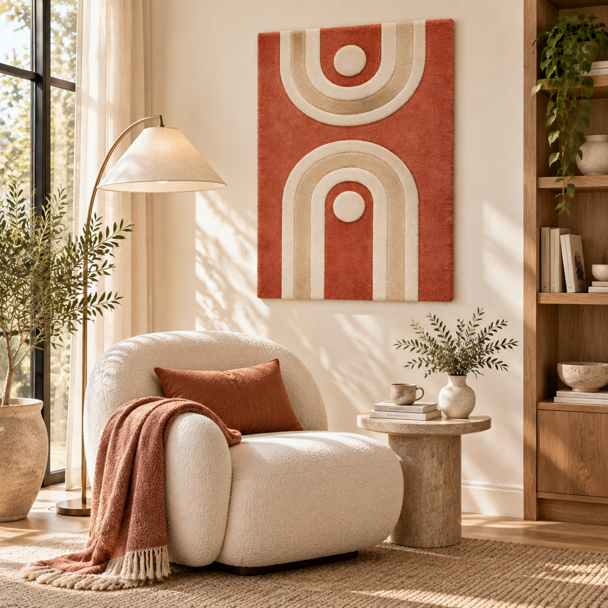 Hewn Earth Clay Twin Arch Portals wall art featuring two arched openings with textured clay surfaces, decorative wall decor.