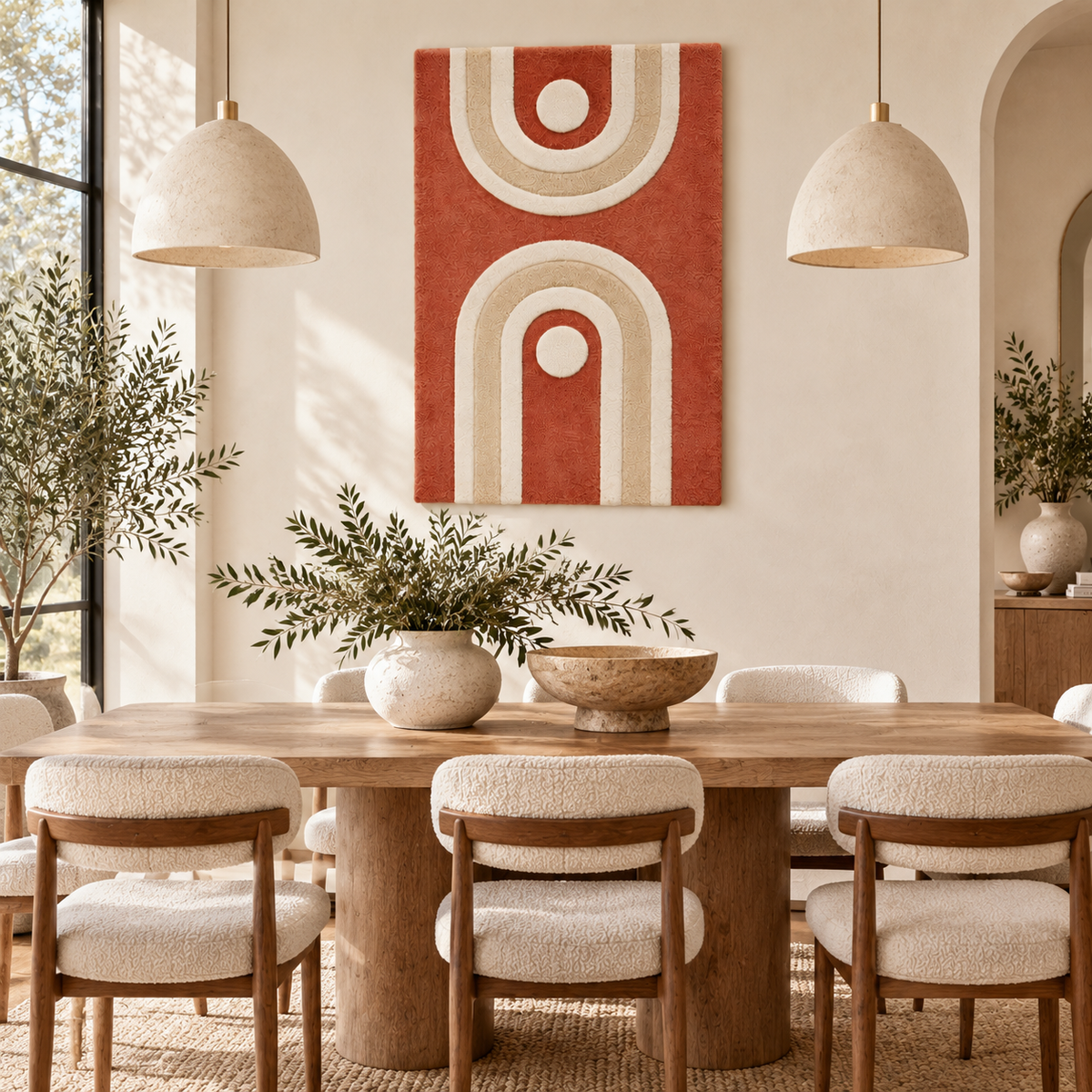 Hewn Earth Clay Twin Arch Portals wall art featuring two clay arch designs on a neutral background.