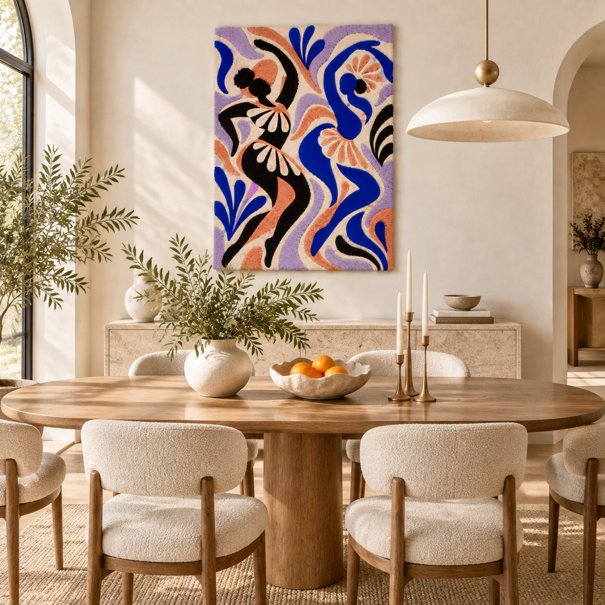 Cobalt and Coral Dance — room setting 3
