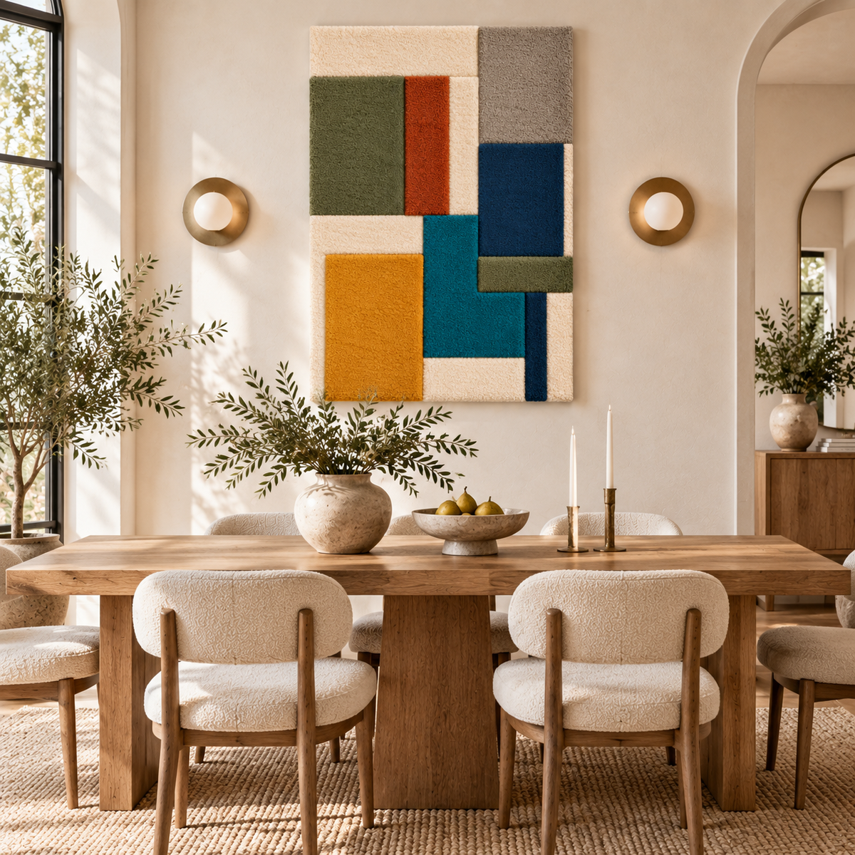 Cobalt and Ochre Stacked Planes — front-facing room scene [room-front]