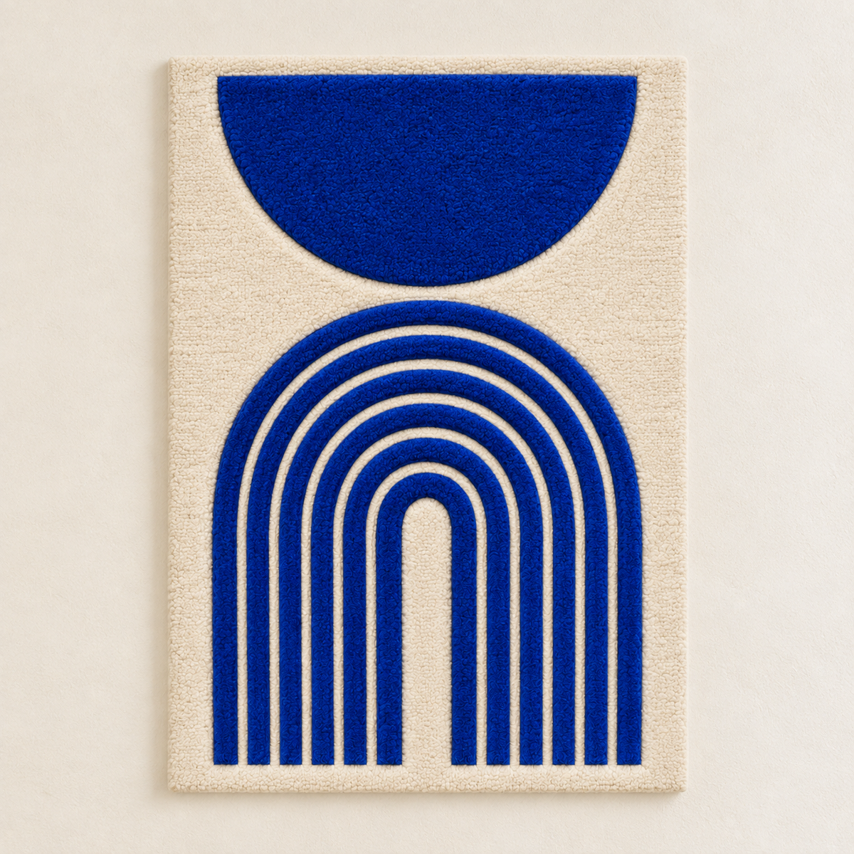 Cobalt Arc Portal wall art by Hewn Earth featuring a vibrant, abstract arc design on a textured background.