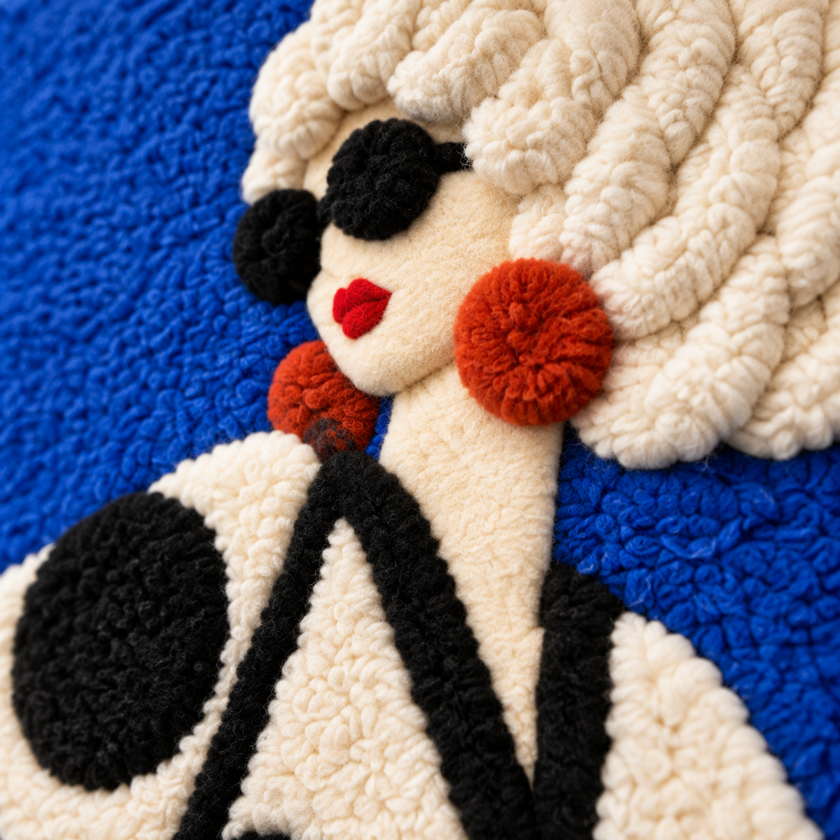 Cobalt Catwalk — tufted wool texture detail