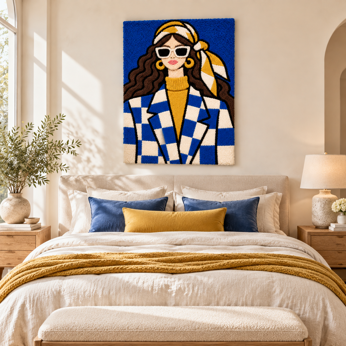 Cobalt Check Muse — room setting 1