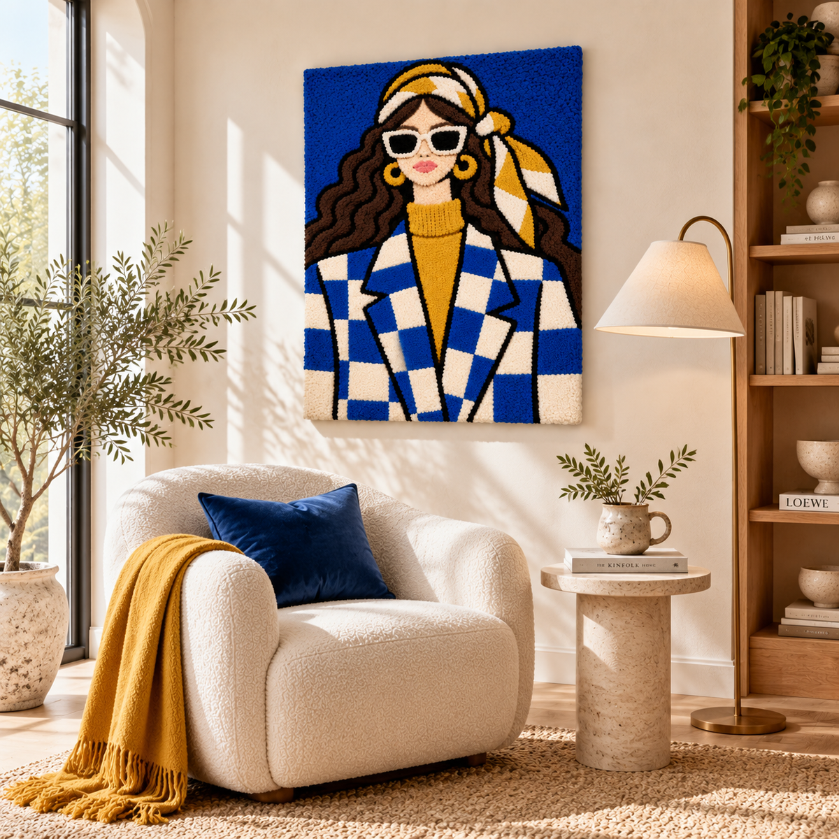 Cobalt Check Muse — room setting 2
