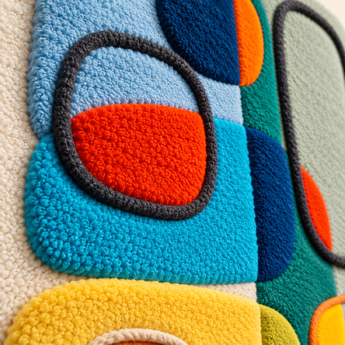 Close-up of the Cobalt Citrus Loop Collage wall art by Hewn Earth, showcasing vibrant cobalt and citrus-themed abstract design.
